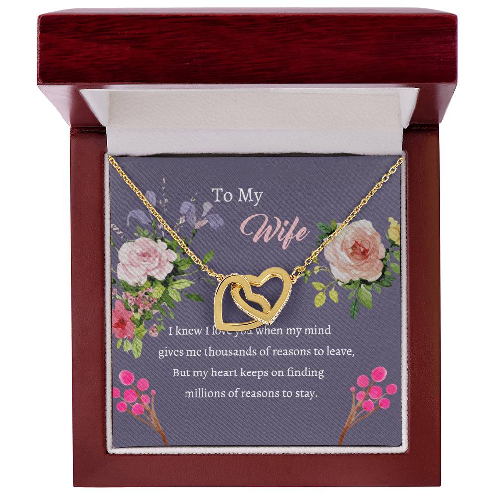To My Wife - Mind Heart Stay - Necklace Interlocking Hearts Necklace