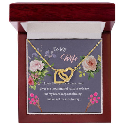 To My Wife - Mind Heart Stay - Necklace Interlocking Hearts Necklace
