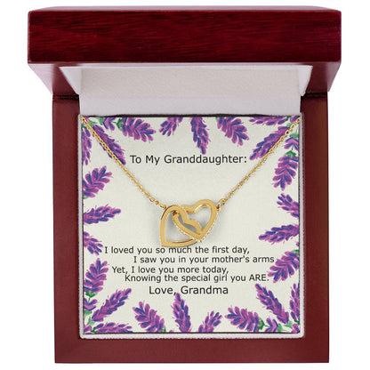 To My Granddaughter - Special Girl You Are Necklace Interlocking Hearts Necklace