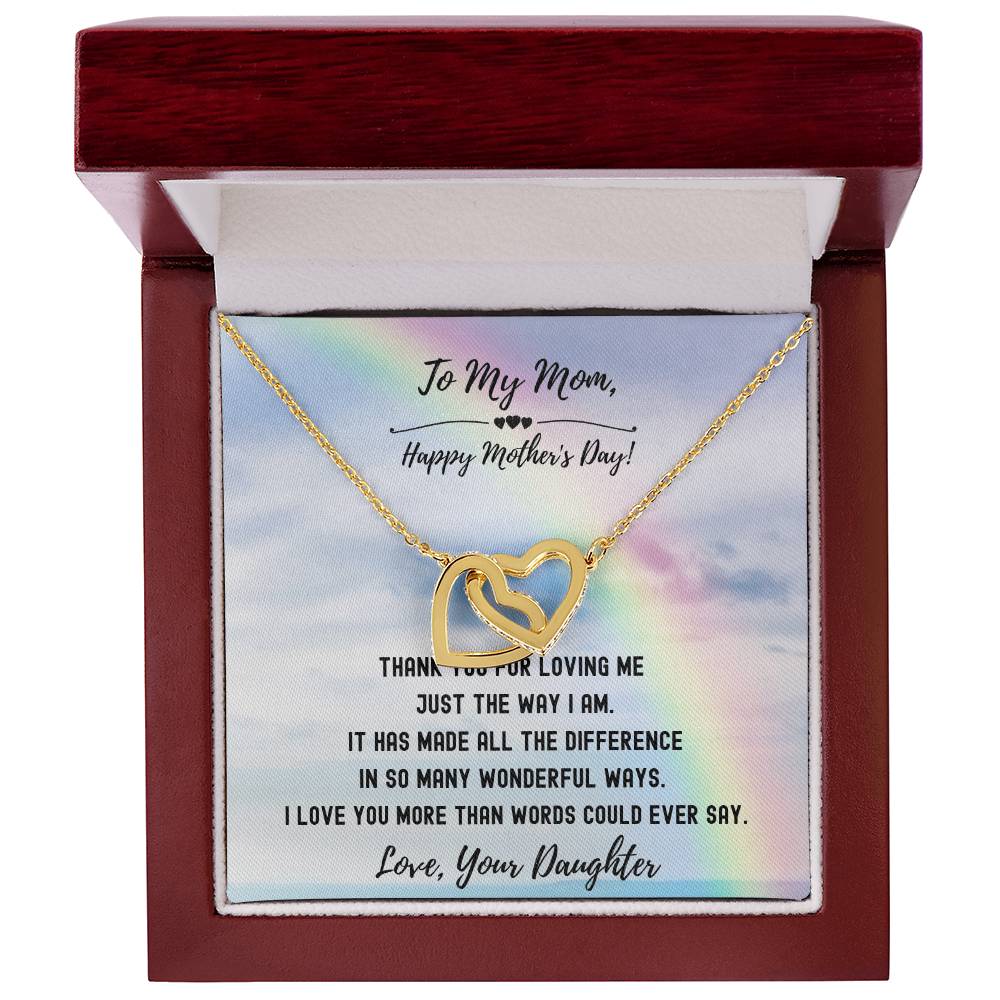 Thank You For Loving Me Mom - Hearts Necklace Interlocking Hearts Necklace