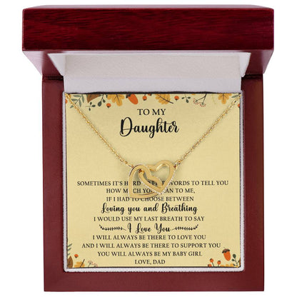 To My Daughter Interlocking Hearts Necklace Message Card
