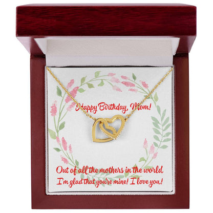 Happy Birthday Two Hearts Necklace For Mom Interlocking Hearts Necklace