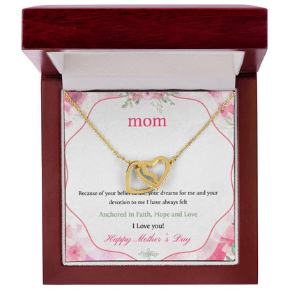 Happy Mothers Day Interlocking Hearts Necklace