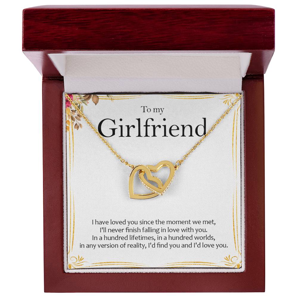 To My Girlfriend - Love Card And Necklace S005 Interlocking Hearts Necklace