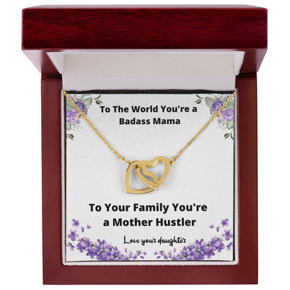 Necklace From Daughter Badass Mama Gift For Mother Gift Idea Best Mom Ever Interlocking Hearts Necklace