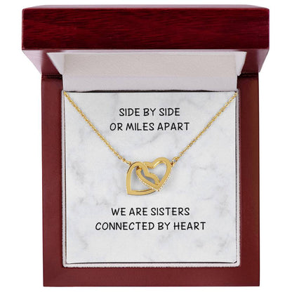 Side By Side Sister Connected By Heart Interlocked Hearts Necklace Interlocking Hearts Necklace