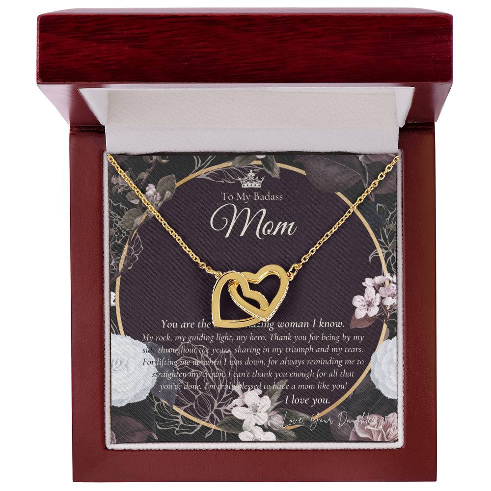 To My Badass Mom Necklace Badass Mom Gift Mother’S Day Gift Birthday Gift Gift From Daughter On Wedding Day Interlocking Hearts Necklace