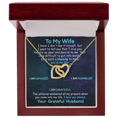 Personalized Wife Necklace Husband To Wife Gift For My Wife Romantic Wife Gift Wife Birthday Surprise Wife Appreciation Up The Movie Interlocking Hearts Necklace
