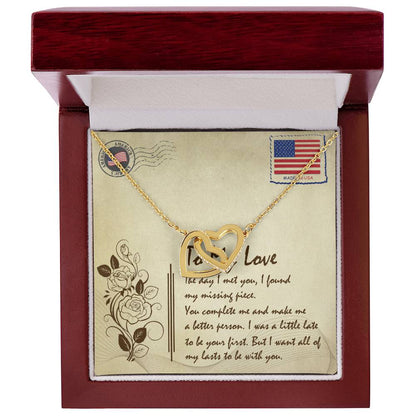 To My Love Interlocking Hearts Necklace Message Card