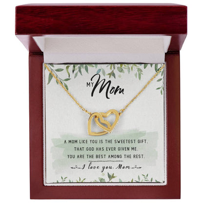 My Mom Interlocking Hearts Necklace Message Card