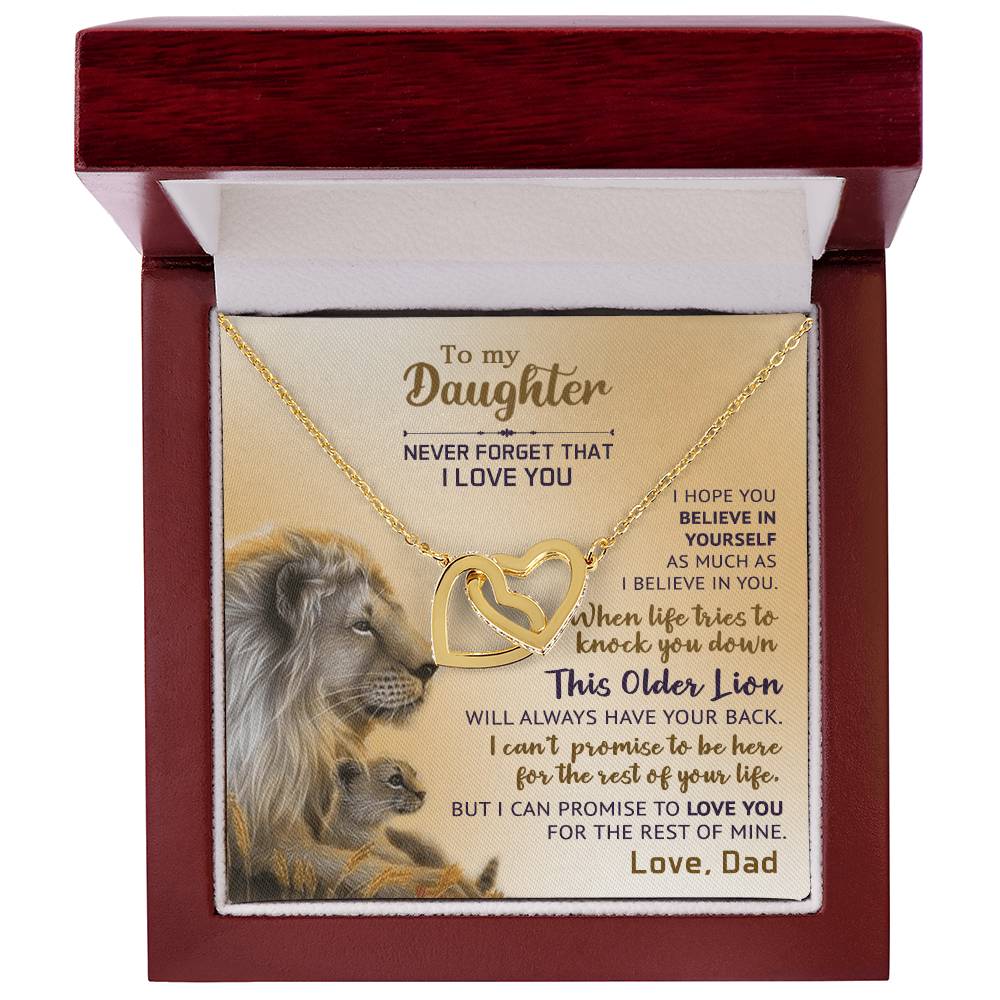 Interlocking Hearts Necklace - Lions & Never Forget Collection - Gift For Daughter From Dad