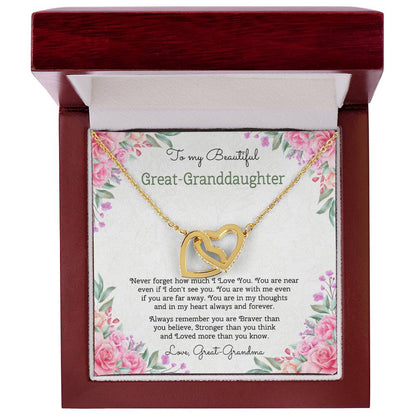To My Beautiful Great-Granddaughter Interlocking Hearts Necklace