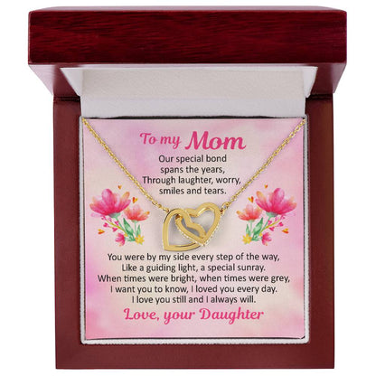 To My Mom - Our Special Bond Spans The Years - Necklace Interlocking Hearts Necklace
