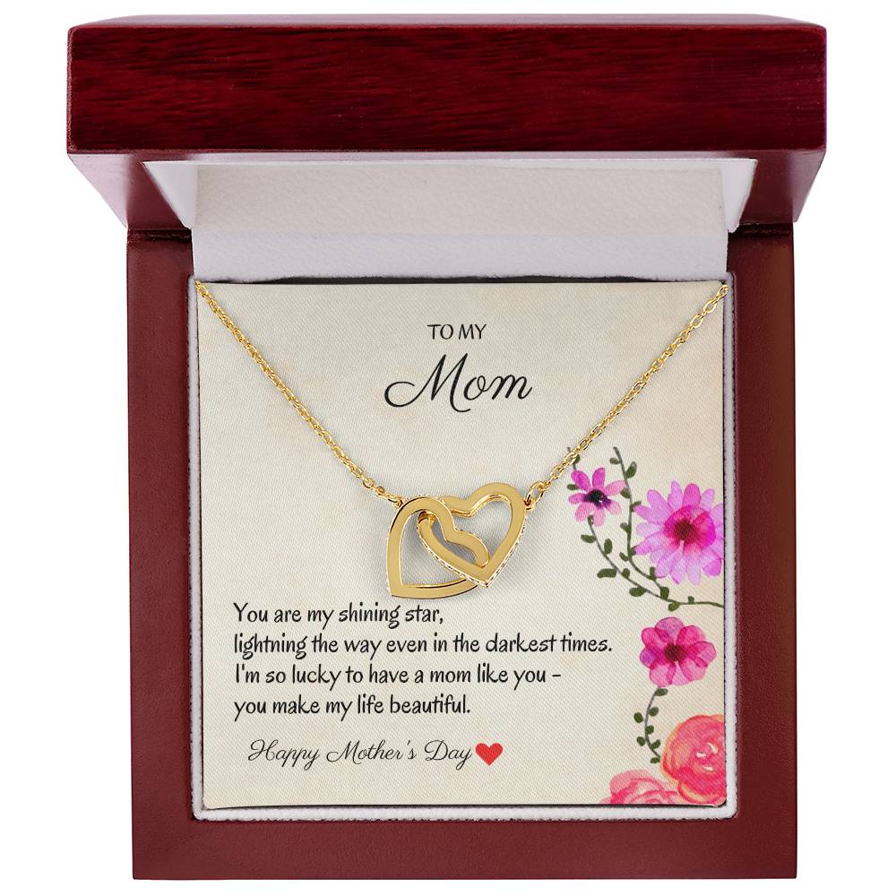 To My Mom - My Shining Star - Necklace Interlocking Hearts Necklace