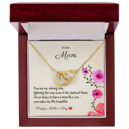 To My Mom - My Shining Star - Necklace Interlocking Hearts Necklace