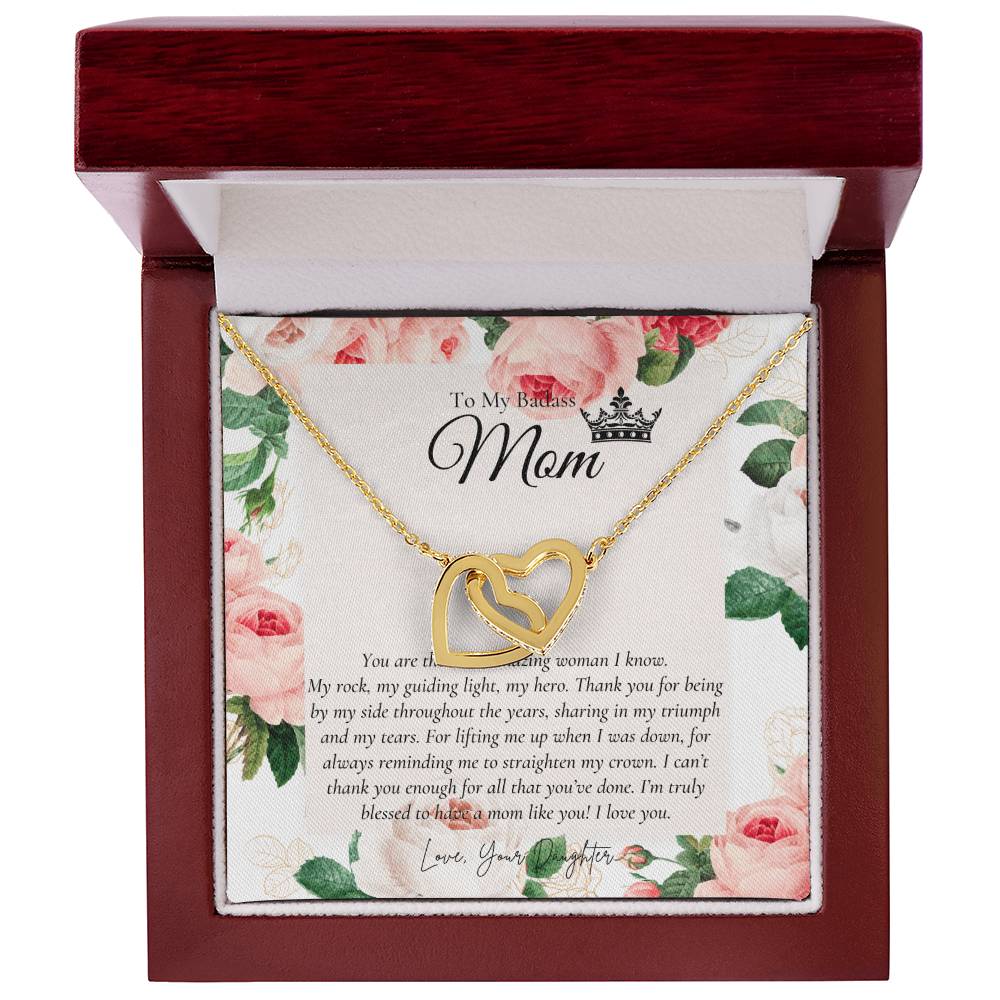 To My Beautiful Mom Necklace Badass Mom Gift Mother’S Day Gift Birthday Gift Gift From Daughter On Wedding Day Interlocking Hearts Necklace
