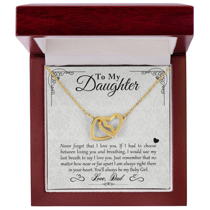 My Baby Girl - Love Dad - Double Heart Necklace Interlocking Hearts Necklace