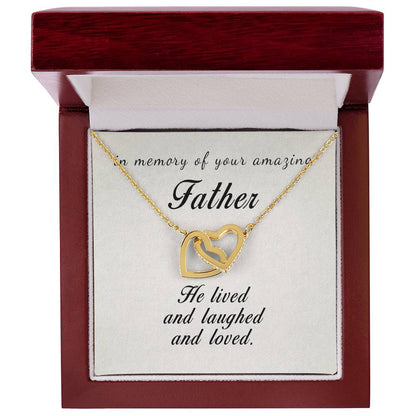 In Memory Of Your Amazing Father Interlocking Hearts Necklace