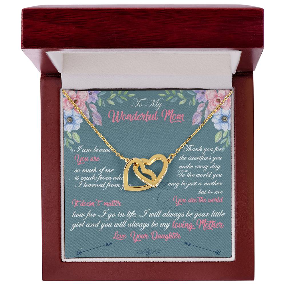 To My Wonderful Mom Necklace Interlocking Hearts Necklace
