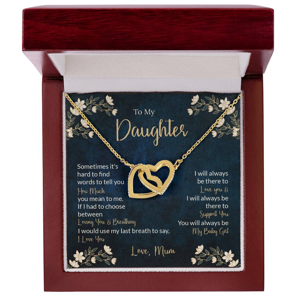 To My Daughter - Unique Heart Bonding Necklace Gift Set Interlocking Hearts Necklace