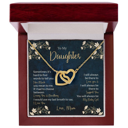 To My Daughter - Unique Heart Bonding Necklace Gift Set Interlocking Hearts Necklace