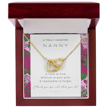 Nanny Appreciation Necklace Gift Nanny Thank You Gift Thank You Nanny Gift For Nanny Leaving A Truly Amazing Babysitter Gift Best Nanny Interlocking Hearts Necklace