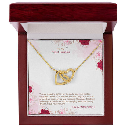 Mothers Day Gift For Grandmom Or Grandma -Two Hearts Necklace! Interlocking Hearts Necklace