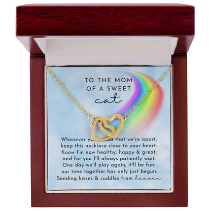 Cat Memorial Interlocking Hearts Necklace Day Rainbow Remembrance