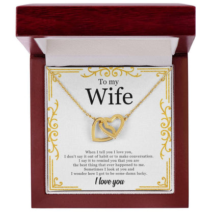 To My Wife - Two Hearts In Love Interlocking Hearts Necklace