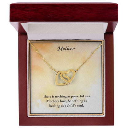 Mother There Is Nothing As Powerful As A Mother'S Love & Nothing As Healing As A Child'S Soul Interlocking Hearts Necklace