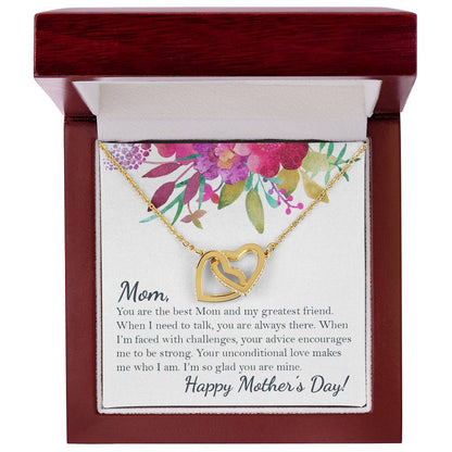 Happy Mother'S Day - To The Best Mom Interlocking Hearts Necklace