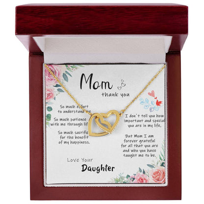 Mom Thank You So Much. Interlocking Hearts Necklace