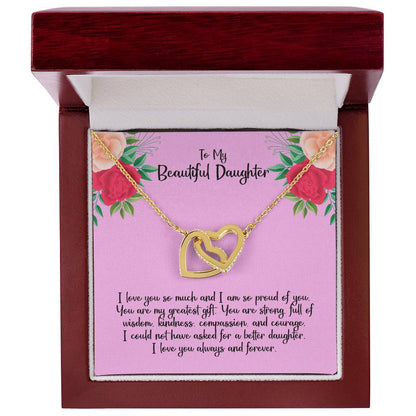 To My Beautiful Daughter - Interlocking Heart Necklace Interlocking Hearts Necklace
