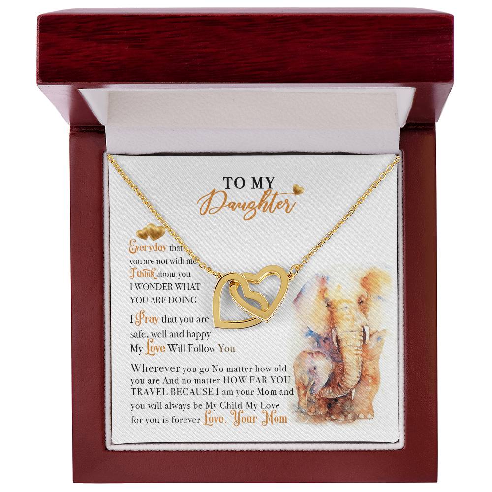 To My Daughter Necklace From Elephant Dad Interlocking Hearts Necklace