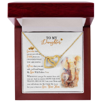 To My Daughter Necklace From Elephant Dad Interlocking Hearts Necklace