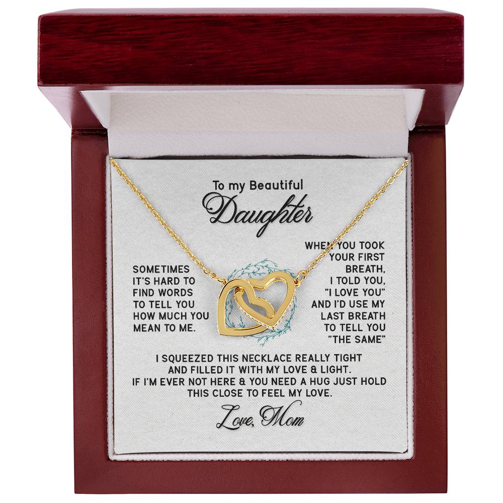 To My Beautiful Daughter Necklace From Mum To Daughter Necklace For Daughter Birthday Birthday Necklace Birthday Gifts Gift For Daughter Interlocking Hearts Necklace