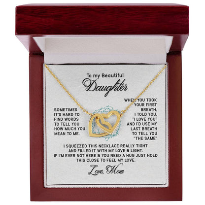 To My Beautiful Daughter Necklace From Mum To Daughter Necklace For Daughter Birthday Birthday Necklace Birthday Gifts Gift For Daughter Interlocking Hearts Necklace