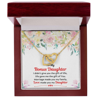 To My Bonus Daughter Interlocking Hearts Necklace
