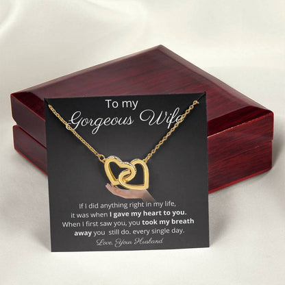 I Gave My Heart To My Gorgeous Wife - Two Hearts Necklace Interlocking Hearts Necklace