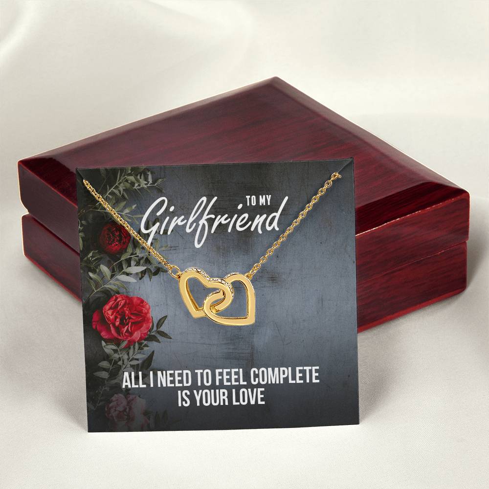 Interlocking Hearts - Romantic Necklace - Roses Gift Card Interlocking Hearts Necklace