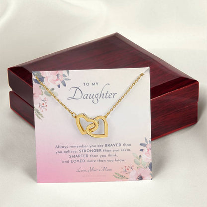 To My Daughter Always Remember Gift For Daughter From Mom Daughter Birthday Graduation Christmas Present Interlocking Hearts Necklace