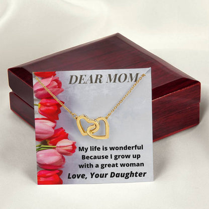 Gift For Mummy From Daughter- Together Forever Love Daughter Interlocking Hearts Necklace