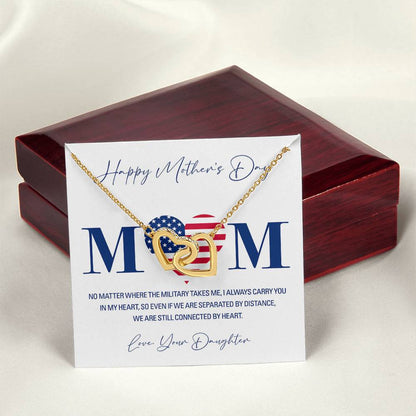 Military Daughter Carry You In My Heart Mother'S Day Necklace Interlocking Hearts Necklace