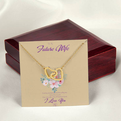 To My Future Wife - Birthday Gift For Fiancee - Perfect Us Gift Interlocking Hearts Necklace