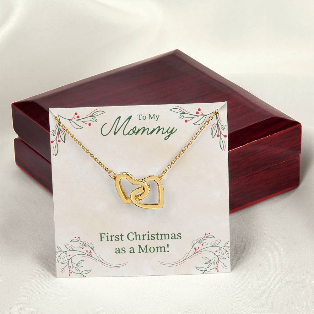 To My Mommy - First Christmas As A Mom - Interlocking Heart Necklace Interlocking Hearts Necklace