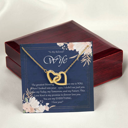 To My Beloved Wife Interlocking Hearts Necklace