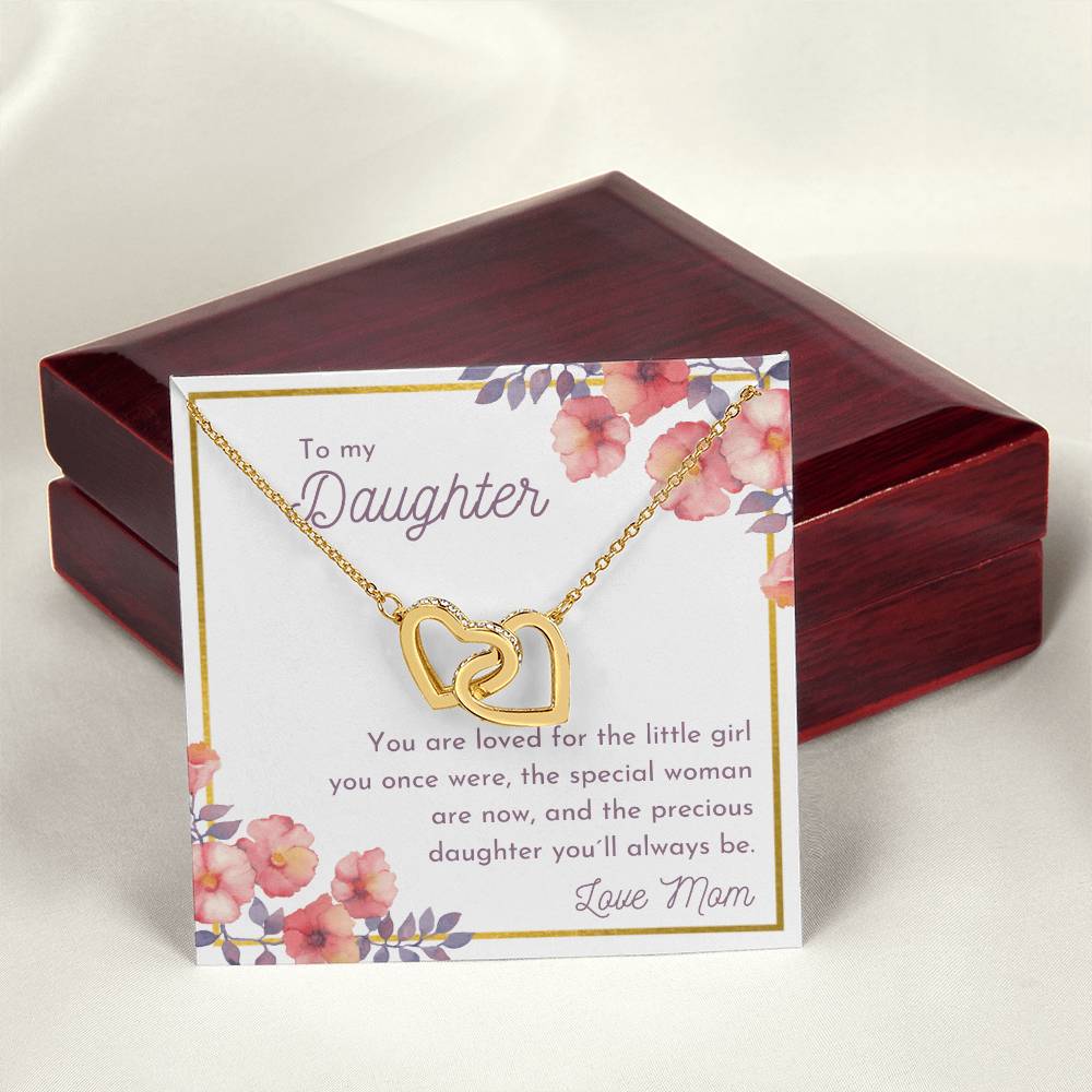 To My Daughter - You Are Loved Interlocking Hearts Necklace