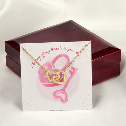The Key Of My Heart Is Yours Interlocking Hearts Necklace
