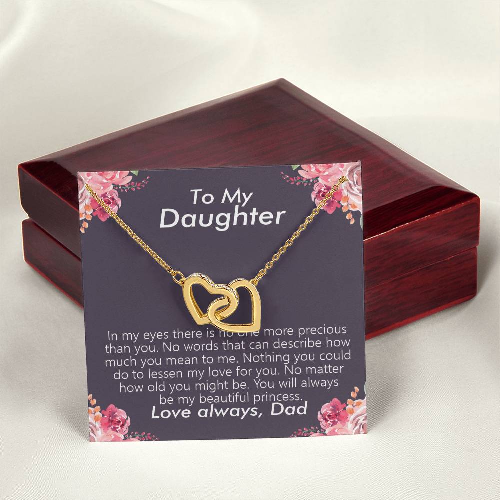 To My Daughter - Always Be My Princess Necklace - [Limited Time Offer] Interlocking Hearts Necklace