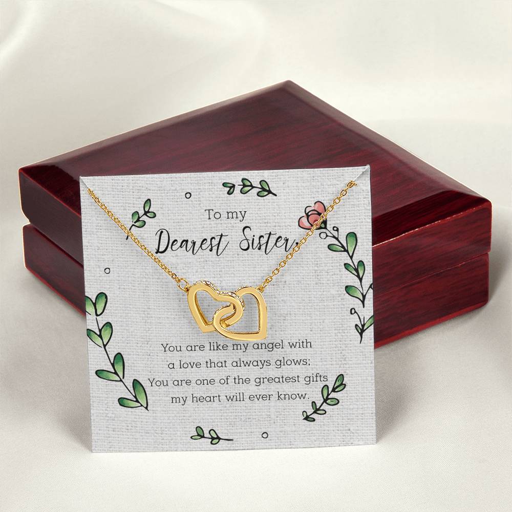To My Dearest Sister - Heart - Necklace Interlocking Hearts Necklace